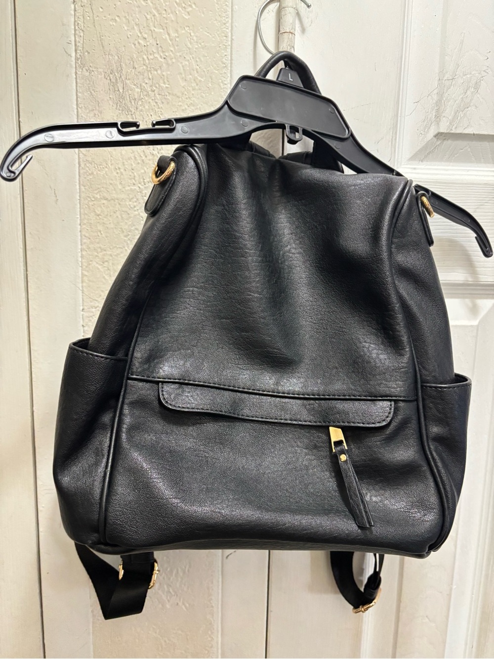 Madison West Black Shoulder Bag with Gold Logo Plate - Picture 5 of 7